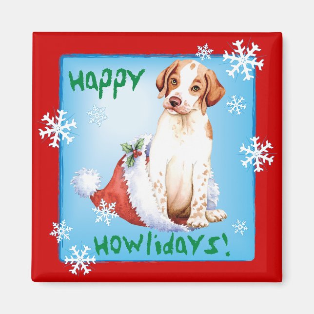 Happy Howliday Pointer Magnet (Front)