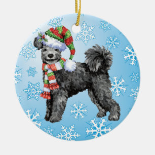 Happy Howliday Pumi Ceramic Ornament