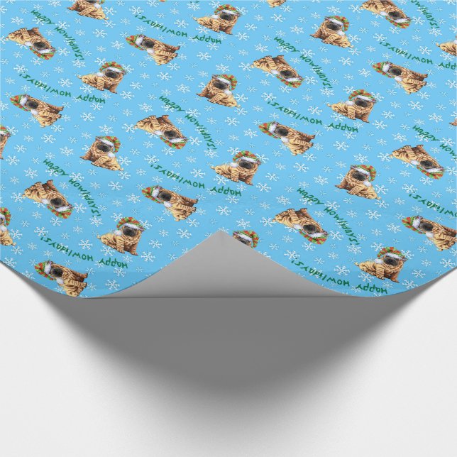 Happy Howliday Shar-Pei Wrapping Paper (Corner)