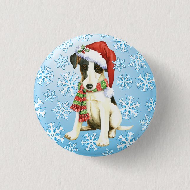 Happy Howliday Smooth Fox Terrier 1 Inch Round Button (Front)
