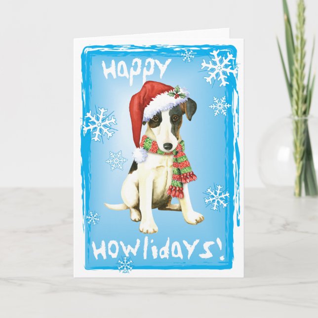 Happy Howliday Smooth Fox Terrier Holiday Card (Front)