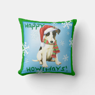 Happy Howliday Smooth Fox Terrier Throw Pillow