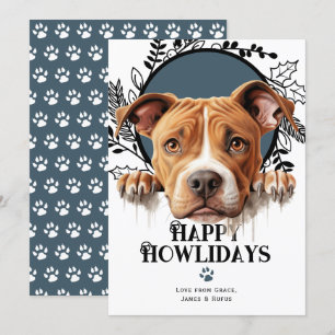 Happy Howlidays American Pit Bull Terrier Holiday Card