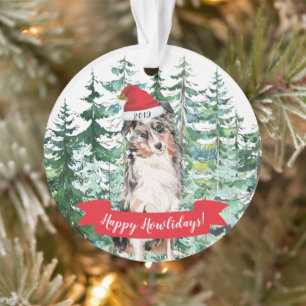 Happy Howlidays Australian Shepherd Dog Christmas Ornament