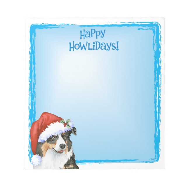 Happy Howlidays Australian Shepherd Notepad (Front)