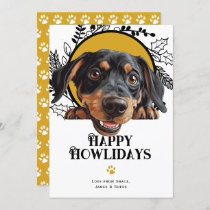 Happy Howlidays Austrian Black and Tan Christmas Holiday Card
