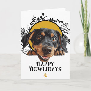 Happy Howlidays Austrian Black and Tan Christmas Holiday Card