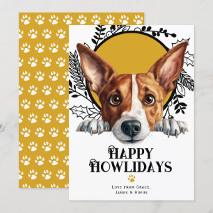 Happy Howlidays Basenji Dog Christmas Holiday Card