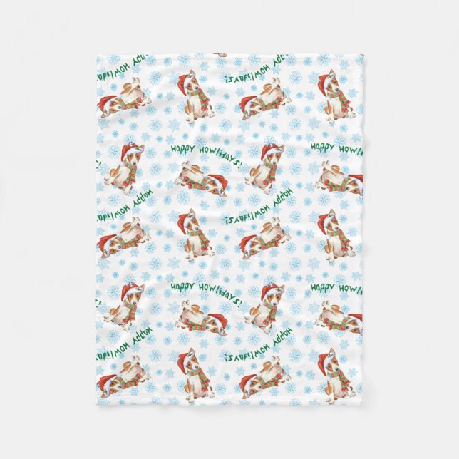Happy Howlidays Basenji Fleece Blanket (Front)