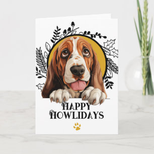 Happy Howlidays Bassett Hound Dog Christmas Holiday Card