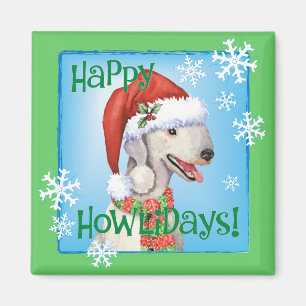 Happy Howlidays Bedlington Terrler Magnet