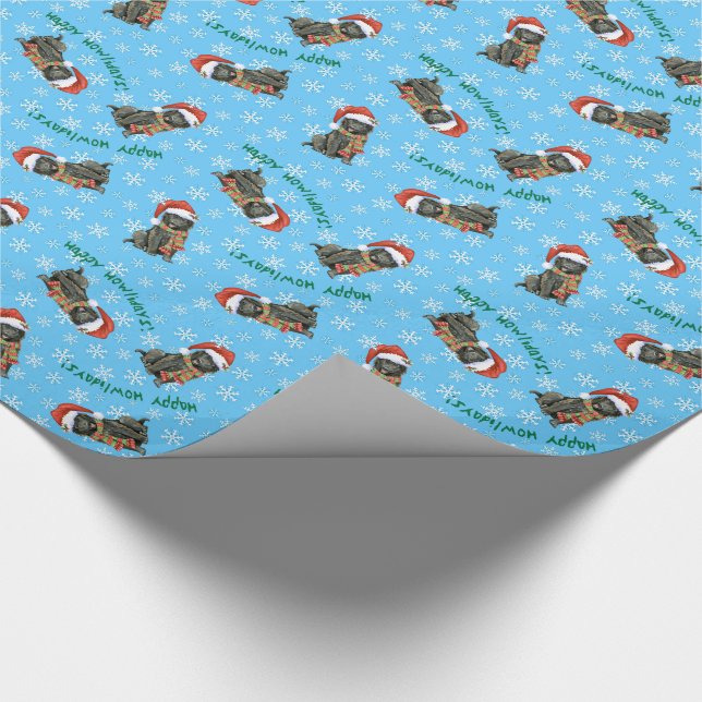 Happy Howlidays Belgian Sheepdog Wrapping Paper (Corner)