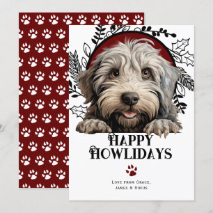 Happy Howlidays Bergamasco Dog Christmas Holiday Card