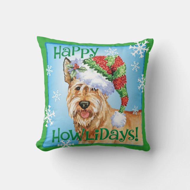 Happy Howlidays Berger Picard Throw Pillow (Front)