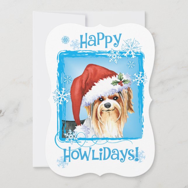 Happy Howlidays Biewer Terrier Holiday Card (Front)