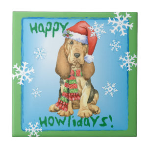 Happy Howlidays Bloodhound Tile