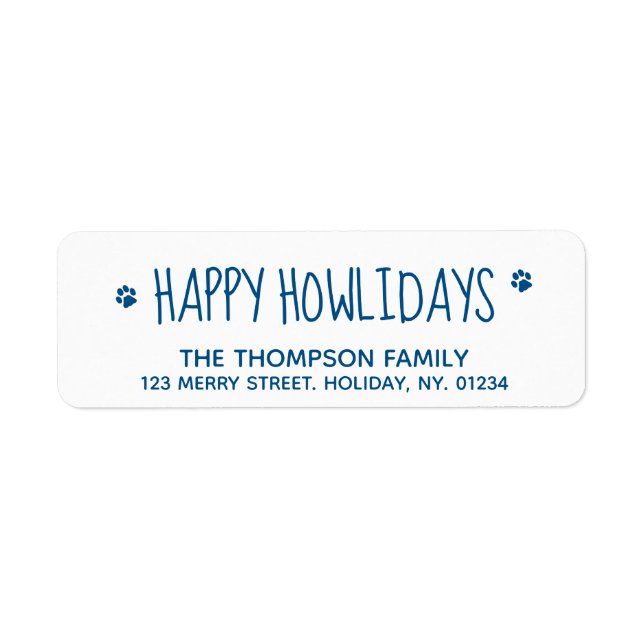 Happy Howlidays Blue Pet Dog Lover Modern Cute (Front)