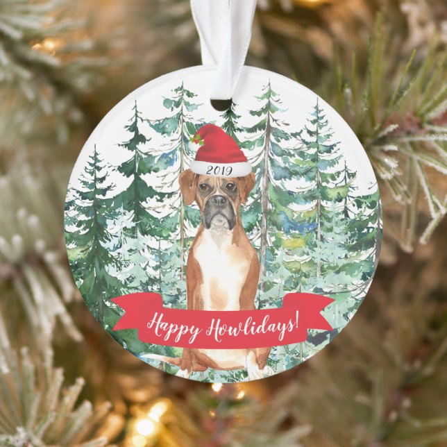 Happy Howlidays Boxer Christmas Ornament (Tree)