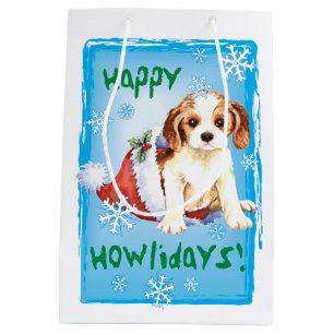 Happy Howlidays Cavalier Medium Gift Bag