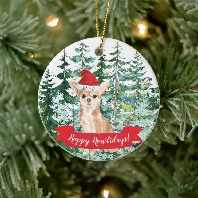Happy Howlidays Chihuahua Dog Christmas Ornament (Tree)