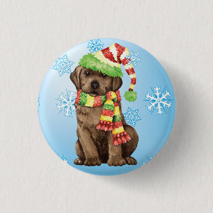 Happy Howlidays Chocolate Lab 1 Inch Round Button