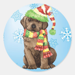 Happy Howlidays Chocolate Lab Classic Round Sticker