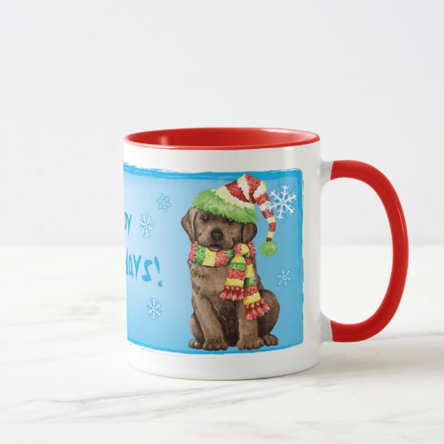 Happy Howlidays Chocolate Lab Mug (Right)