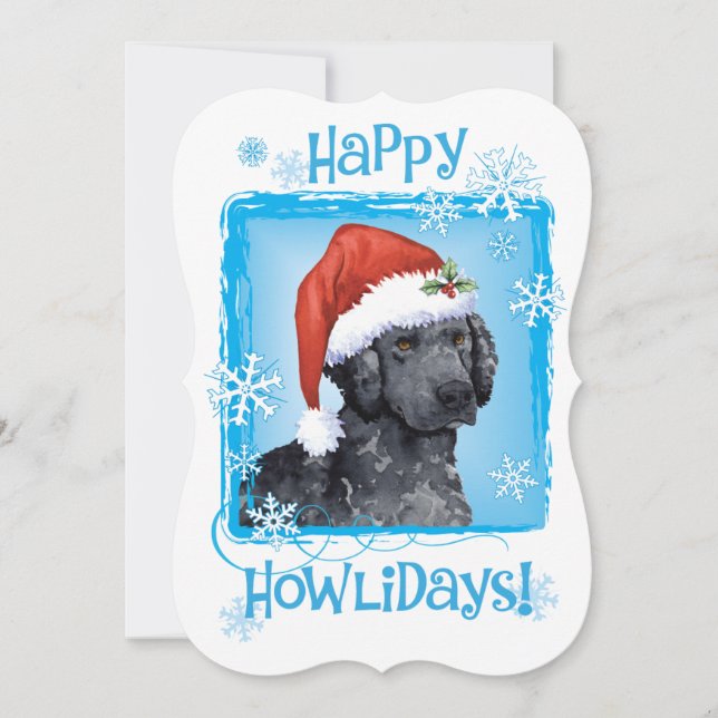 Happy Howlidays Curly-Coated Retriever Holiday Card (Front)