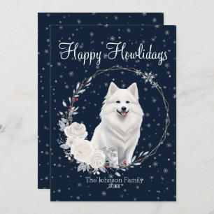 Happy Howlidays Cute American Eskimo Dog Holiday Card
