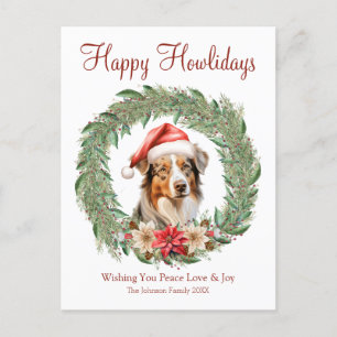 Happy Howlidays Cute Australian Shepherd Dog Holiday Postcard