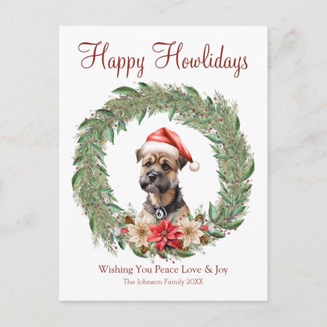 Happy Howlidays Cute Cairn Terrier Dog Holiday Postcard (Front)