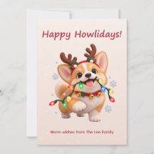 Happy Howlidays Cute Corgi Christmas Card