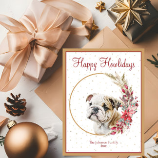 Happy Howlidays Cute English Bulldog Holiday Postcard