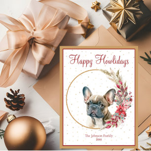 Happy Howlidays Cute French Bulldog Holiday Postcard