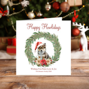 Happy Howlidays Cute Husky Dog Holiday Card