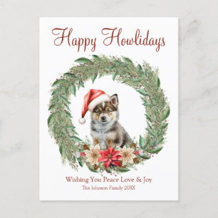Happy Howlidays Cute Husky Dog Holiday Postcard