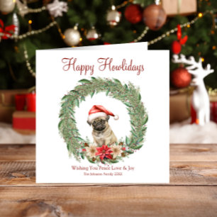 Happy Howlidays Cute Pug Dog Holiday Card