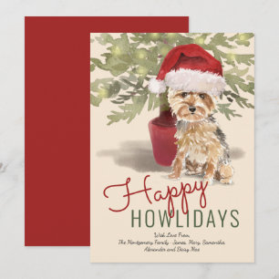 Happy Howlidays Cute Yorkshire Terrier Holiday Card
