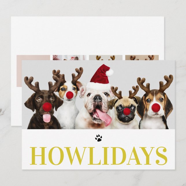 Happy Howlidays Dog Christmas 5 Photo Card (Front/Back)