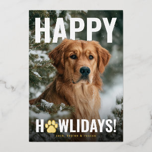 Happy Howlidays Dog Christmas Foil Holiday Card