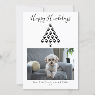 Happy Howlidays Dog Christmas Holiday Photo (red) Card