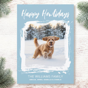 Happy Howlidays Dog Custom Photo Christmas Blue Holiday Card