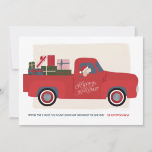 Happy Howlidays Dog in Truck Drawing Holiday Card