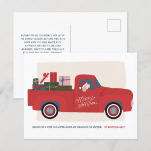 Happy Howlidays Dog in Truck Drawing Holiday Card
