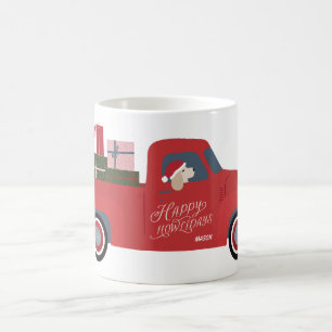 Happy Howlidays Dog in Truck Drawing Holiday Coffee Mug