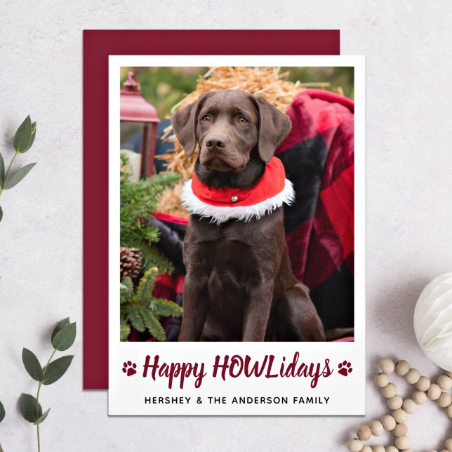 Happy HOWLidays Dog Lover Pet Photo Christmas Holiday Card (Creator Uploaded)