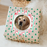 Happy Howlidays Dog Photo Christmas Classic Round Sticker<br><div class="desc">This happy howlidays dog photo Christmas design features a border of watercolor christmas peppermint stripes in red and green. Customise the name,  text and photo. See the whole matching collection.</div>