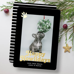 Happy Howlidays Dog Themed Photo Personalized Foil Holiday Card