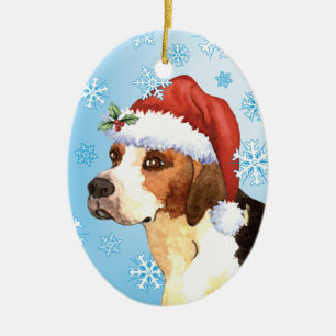 Happy Howlidays English Foxhound Ceramic Ornament