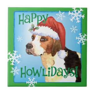 Happy Howlidays English Foxhound Tile